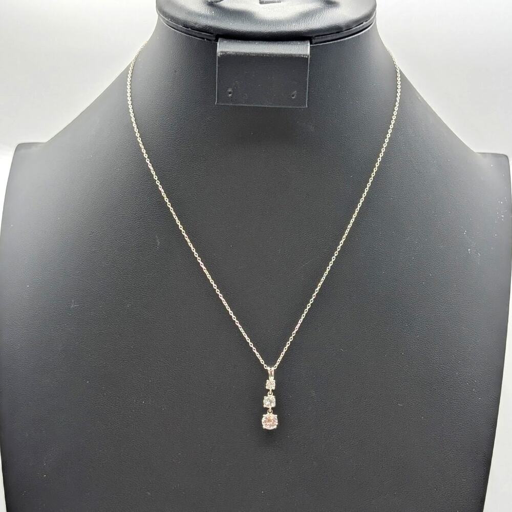 925 Sterling Silver Three Graduated CZ Pendant Chain 18" Necklace